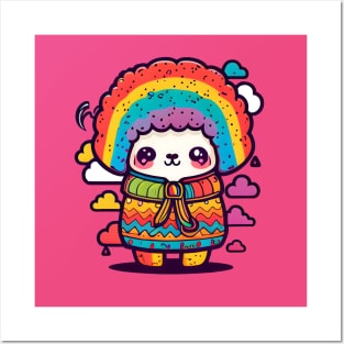 Colorful Alpaca kawaii Posters and Art